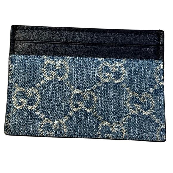 Gucci Monogram Denim Blue Card Holder - Picture 1 of 2